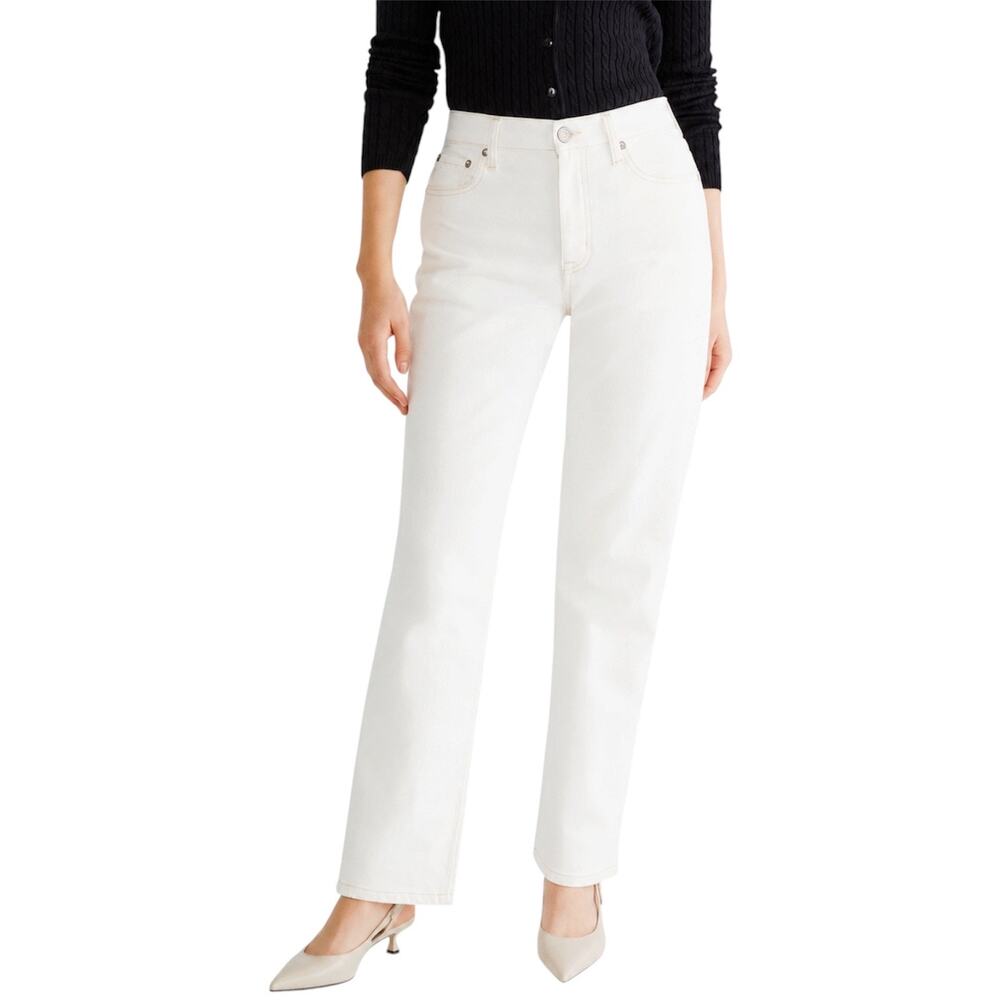 Aeropostale High Rise Baggy White Cream Jeans Sz 4R Casual Minimalist Old‎ Money